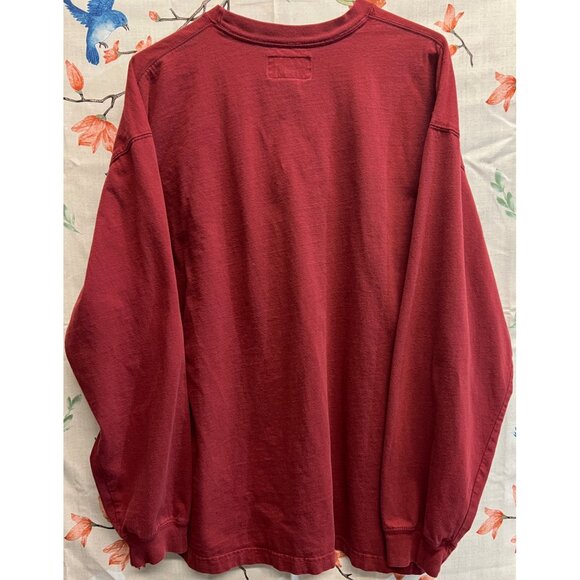 Abercrombie & Fitch Mens Maroon Long Sleeve Crewneck Tshirt Cuff Sleeve Large - Picture 2 of 3